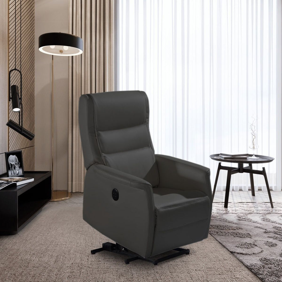 Image of 2BM - Relaxfauteuil Elena - Leder - Zwart - Twee motoren - 80x113x80cm. Deze lederen relaxzetel is voorzien twee mo...