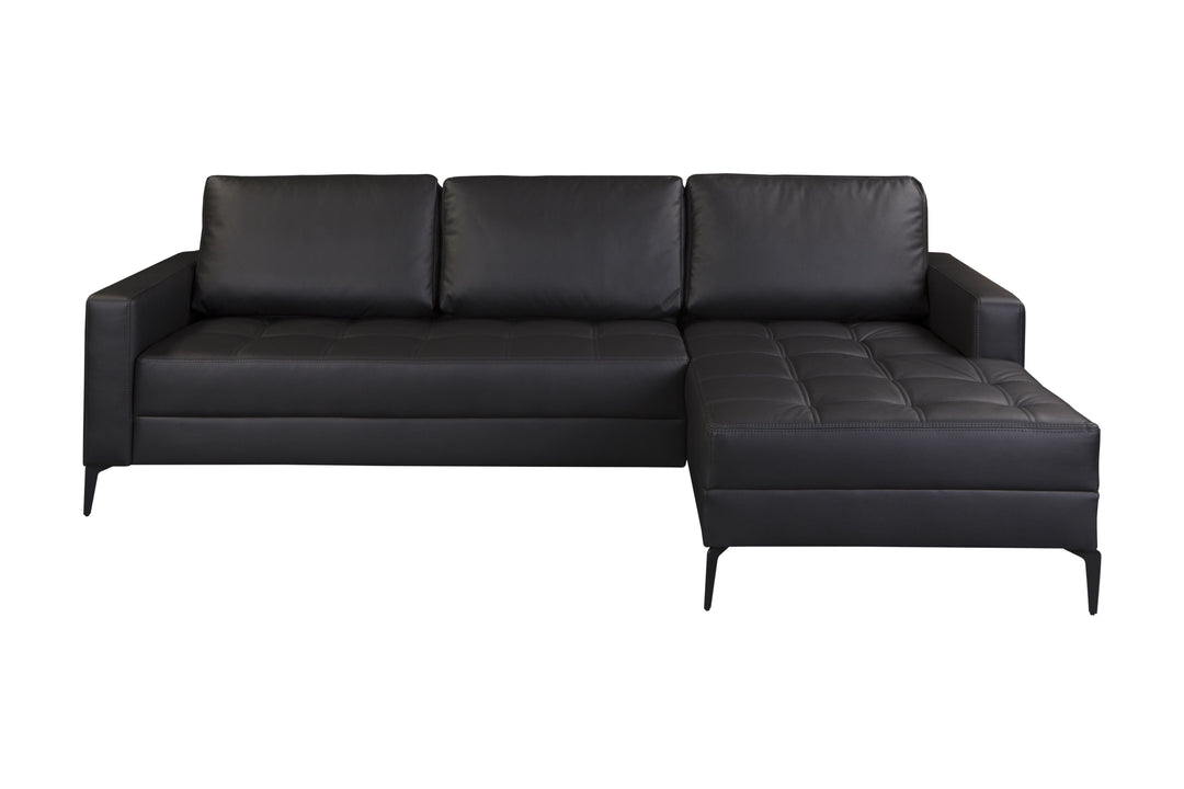 2BM - Canapé d'angle Bergamo - Droite - Cuir artificiel - Noir - 226x150cm