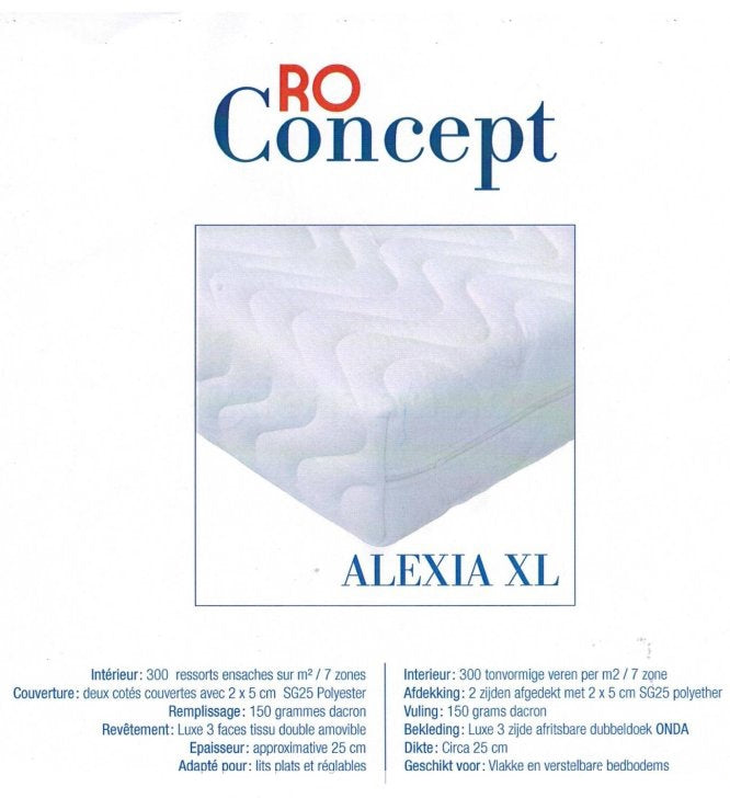 Image of Pocketveren Matras  ALEXIA XL. Kern van pocketveren 300 veren/m2<span></sp...