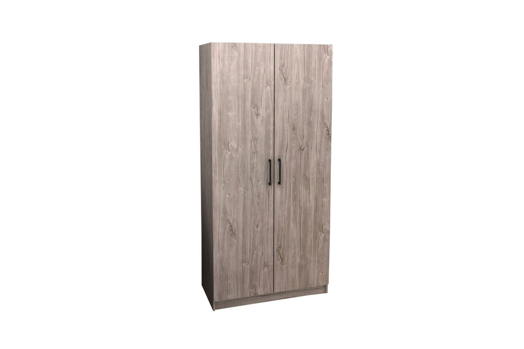 TYC – Armoire - placard de rangement Elmo - 2 portes battantes - Chêne Gris - 80x180x50cm