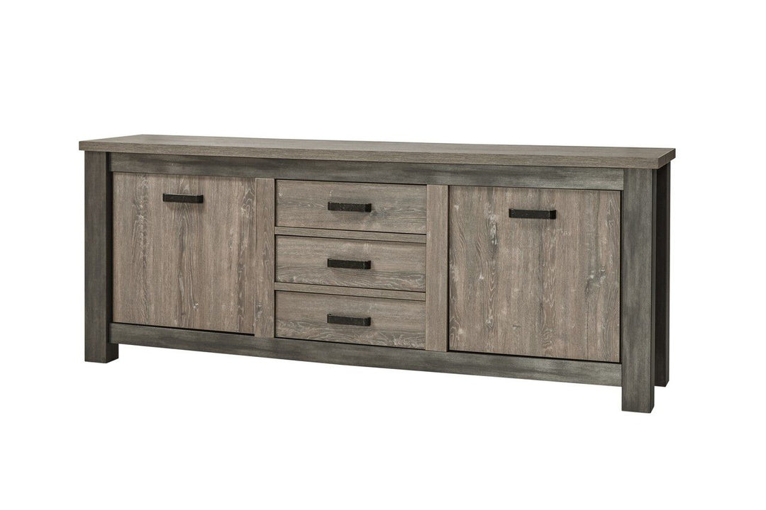 Image of Meubar - Dressoir Mali - DR6 - Millenium Eik/ Donkergrijs - 228x91x50cm. Prachtige dressoir in Millenium eik donker + staal-decor k538 <br>Ideaal als aanvulling voor uw e...