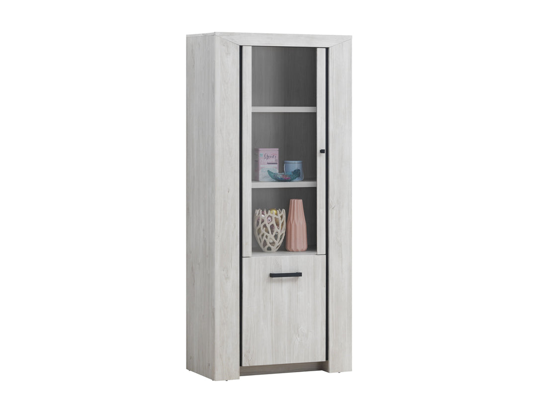 Image of TYC - Kolomkast Vitrine Ozark - Witte Eik - 82x193x45cm. <!---->...