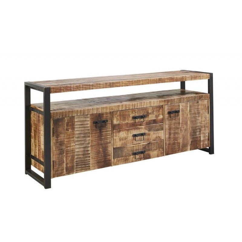 Image of IDE - Dressoir Sohoto - Massief - Mangohout/Zwart - 180x80x45cm. Deze dressoir is een onderdeel van het woonprogramma Sohoto. Robuuste dressoir vervaardigd uit du...