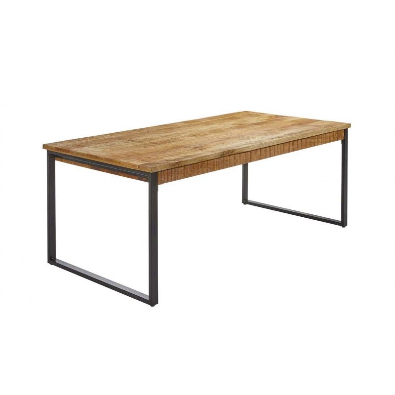 Image of IDE - Eettafel San Remo - Massief - Mangohout/Zwart - 200x77x90cm. Authentieke eetkamertafel vervaardigd uit ruw mangohout in naturelle kleur. Afgewerkt met een met...