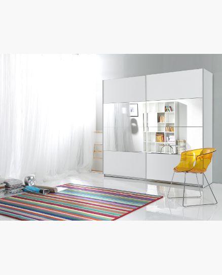 Image of HM - Kleerkast Beta - 2 schuifdeuren - Eik/Wit - 180/200x210x61cm. Legplanken inbegrepen.
<!---->...