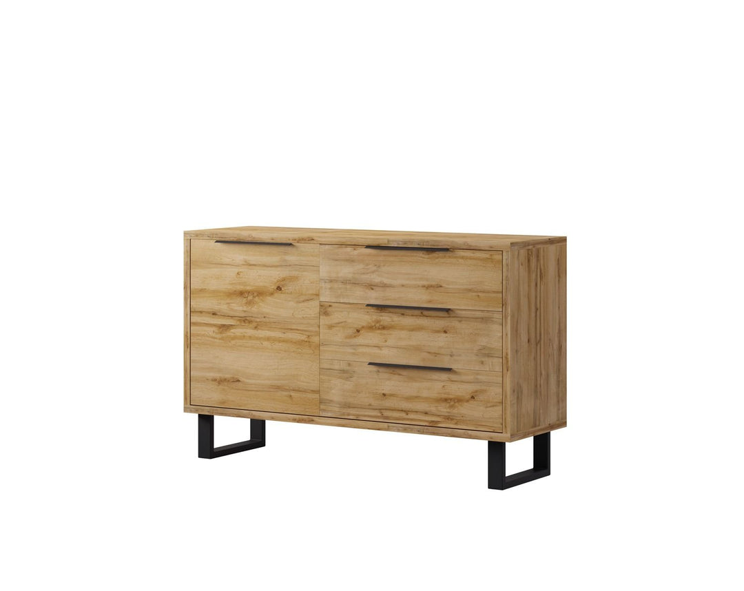 Image of Dressoir Halle - Eik/Zwart - Twee afmetingen - 144/201x83x45cm. Moderne dressoir met een industrieel karakter....