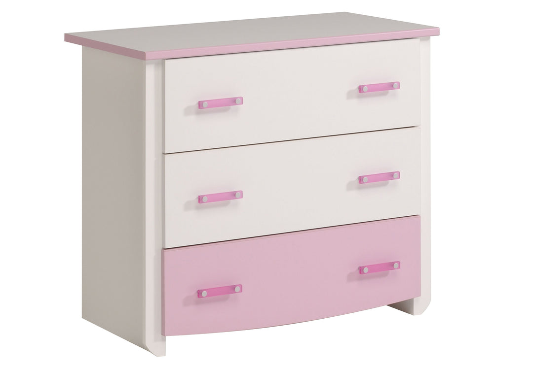 Image of Commode Biotiful - Wit/Roze - 90x79x45cm. Pluche meubels rose decor | Wit en voorzien...