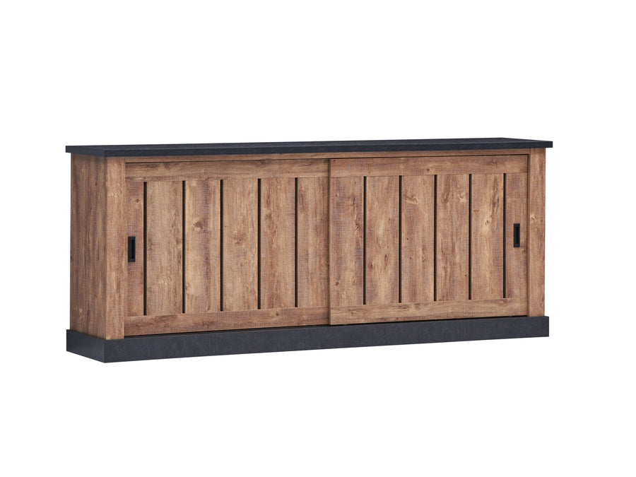 Image of Dressoir Ottawa - Donkere Eik/Zwart - 221x90x46cm. Dit mooie dressoir in warm houtdecor zal je...