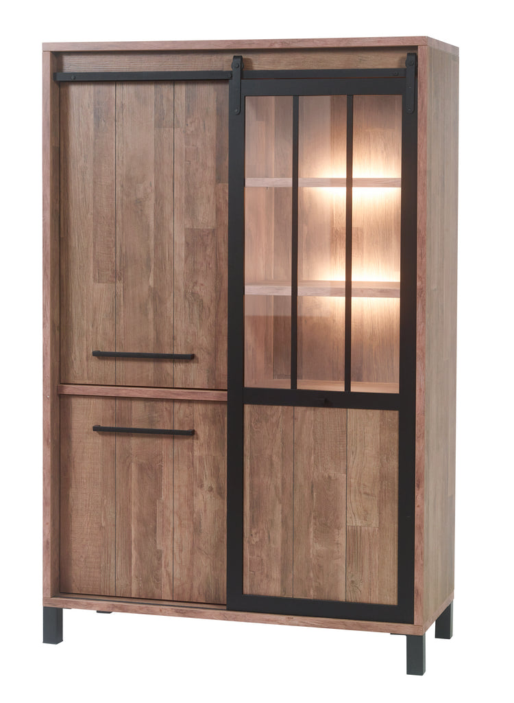 Meubar - Vitrine  Alcatraz - BAR6 - K671 - Old teak/Matt black  - 122x188x50cm