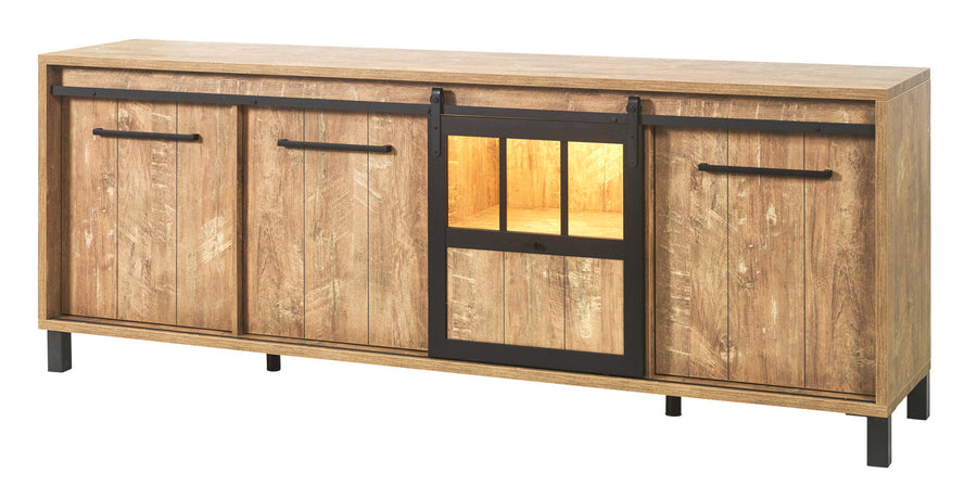 Meubar - Dressoir Alcatraz - DR6 - K661 - Oranje Teakhout/Zwart - 238x90x50cm