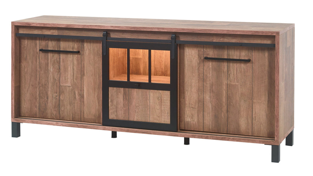 Meubar - Dressoir Alcatraz - DR7 - K671 - Old teak/Matt black  - 207x90x50cm