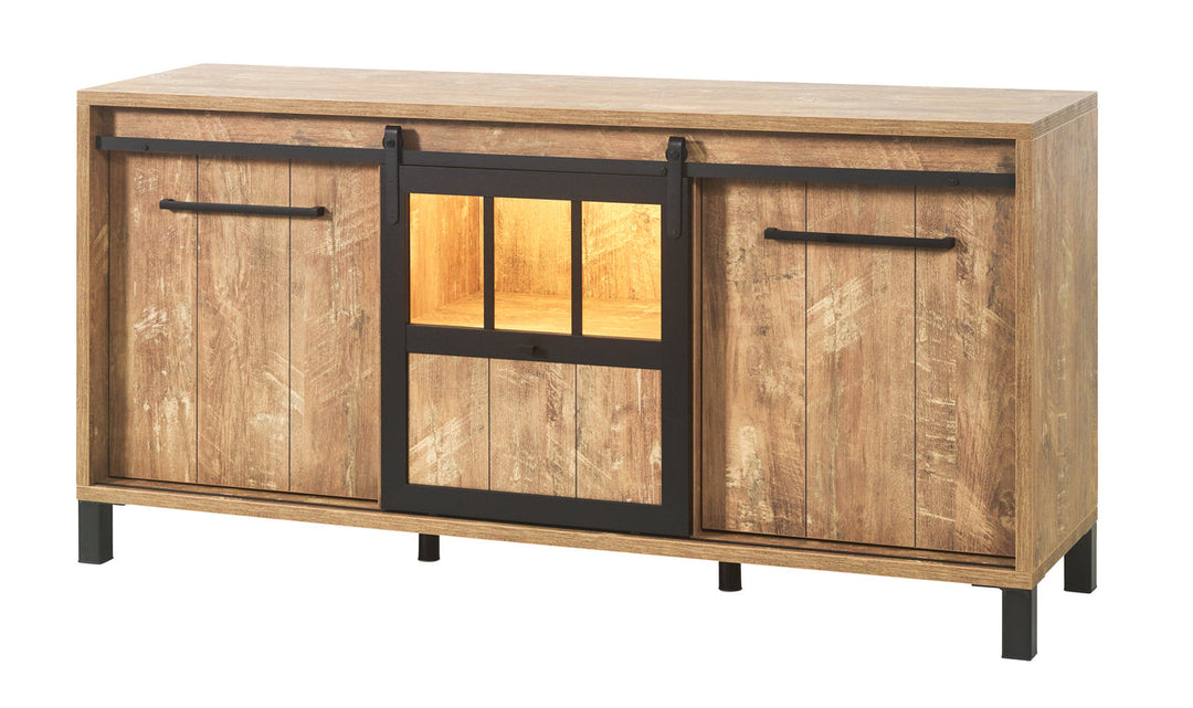 Meubar - Dressoir Alcatraz - DR8 - K661 - Oranje Teakhout/Zwart - 179x90x50cm