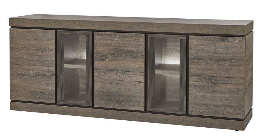 Evan - Dressoir Belluno - DR2 - K538 - Millenium eik donker bruin/Imitatie staal - 220x90x50cm