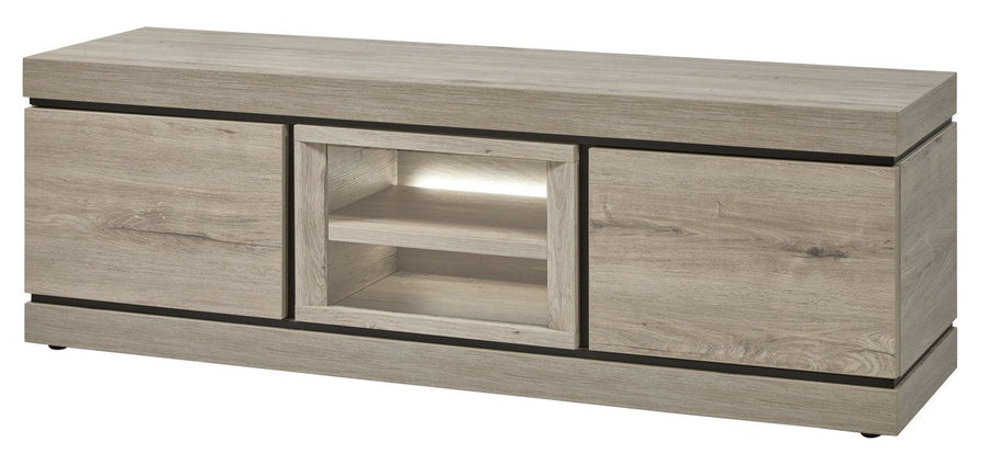 Evan - TV-Meubel Belluno - TV2 - K541 - Millenium eik licht grijs/Zwart - 177x59x50cm