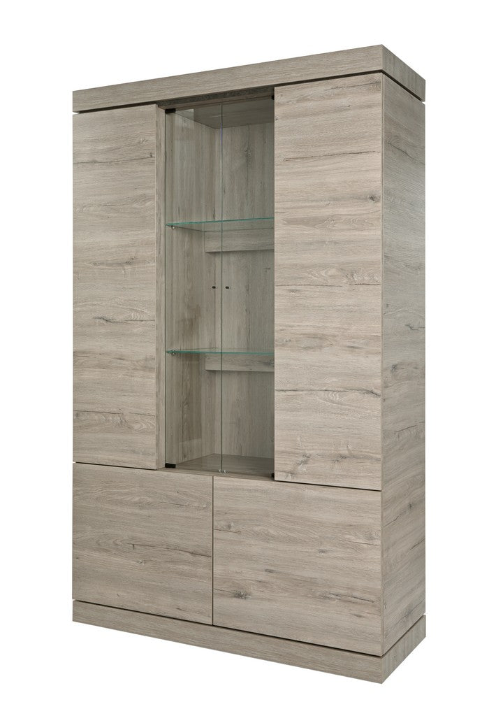 Evan - Vitrine Etna - V1 - K542 - Millenium eik licht grijs/Marmer - 125x183x50cm