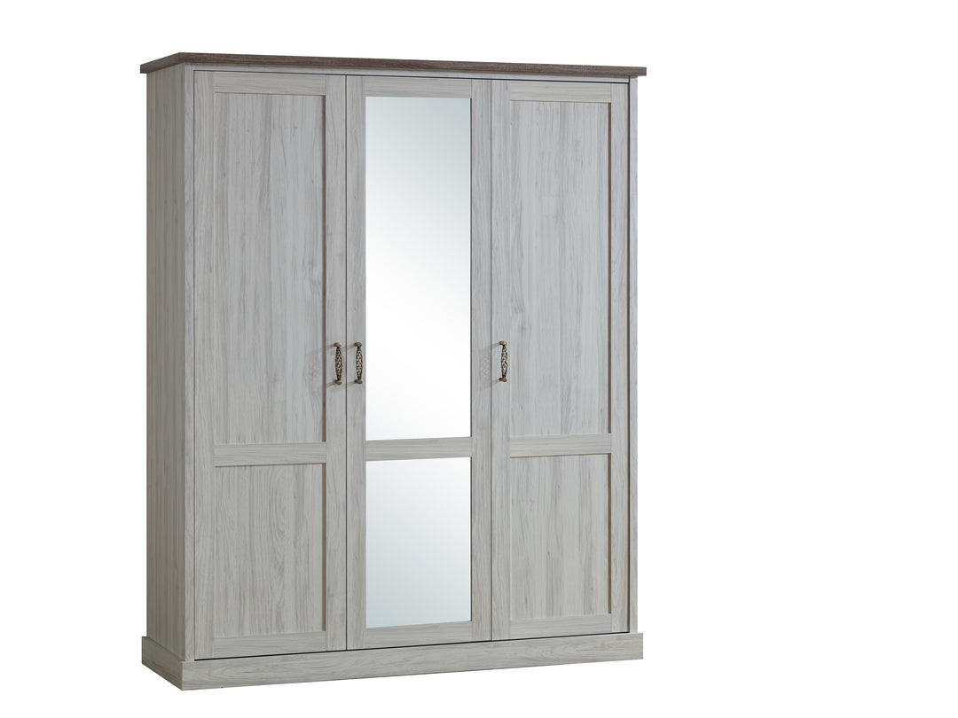 TCY Armoire Orlando - 3 portes battantes - Chêne clair - Dessus marron 172x60x214cm