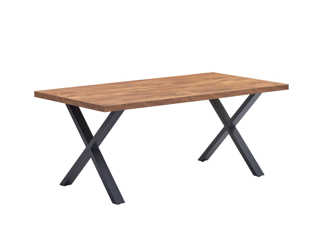 TYC - Table basse Odin - Décor bois d'Acacia - Éléments en béton noir - 135x65x45cm