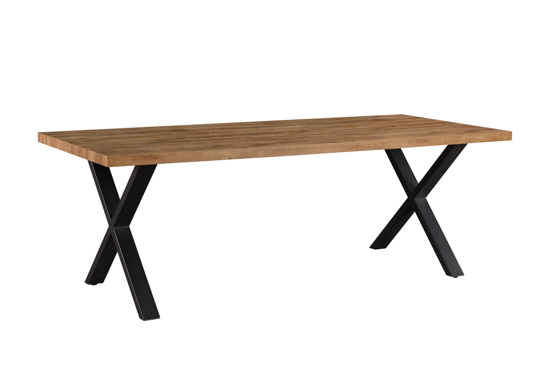 TYC - Table à manger Orly - Chêne Industriel - Pieds en X - 2 dimensions - 190/220x76x95cm