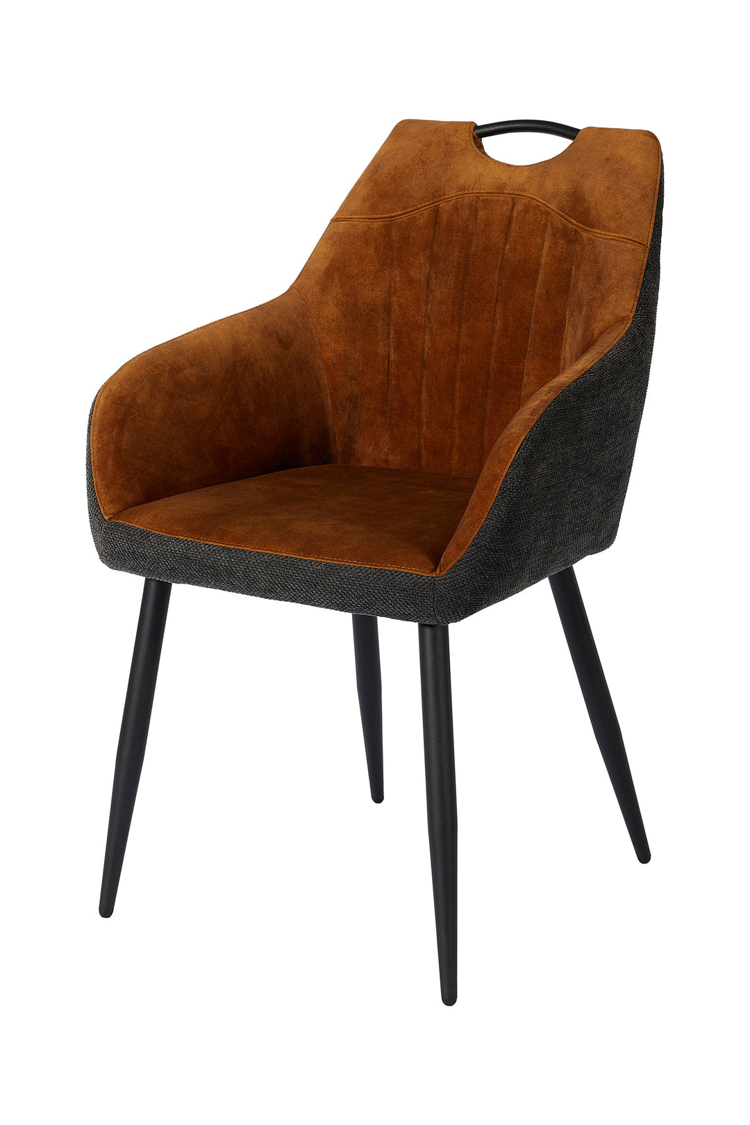 GBO - Chaise de salle à manger ST2302-2 - Tissu - Cognac/Gris - 51x41x51cm