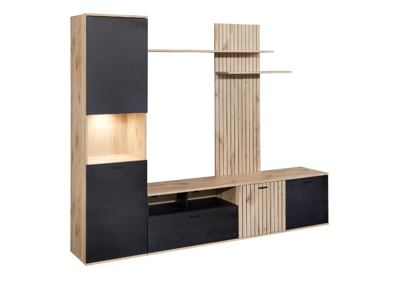 GBO - TV-Wandmeubel Silver - Canyon oak - 235x190x40cm