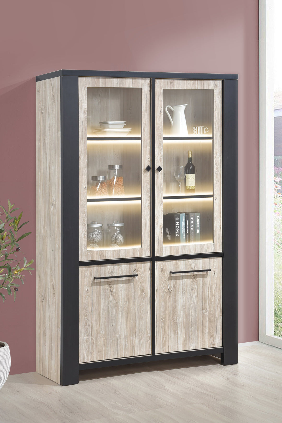 GBO - Vitrine Thor - Beach oak - 130x195x45cm