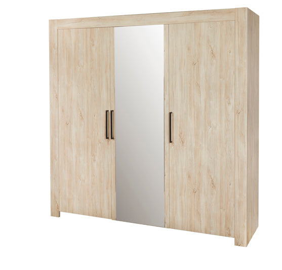 GBO - Armoire 3 portes battantes avec cale Ivy - Chêne Beach - 220x59,5x220cm