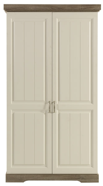 GBO - Armoire 2 portes tournantes Ivette - Truffe/Porcelaine - 120x220x62cm