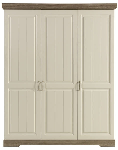 GBO - Armoire 3 portes tournantes Ivette - Truffe/Porcelaine - 175x220x62cm