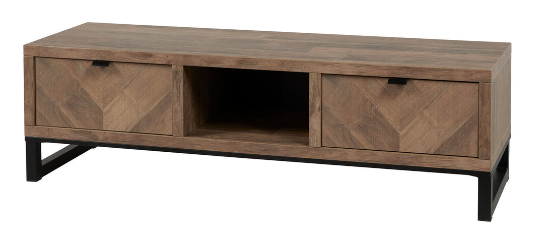 Meubar - TV-meubel  Jaipur  - TV7 - K671V - Old teak (Fishbone doors)/Matt Black - 159x48x50cm