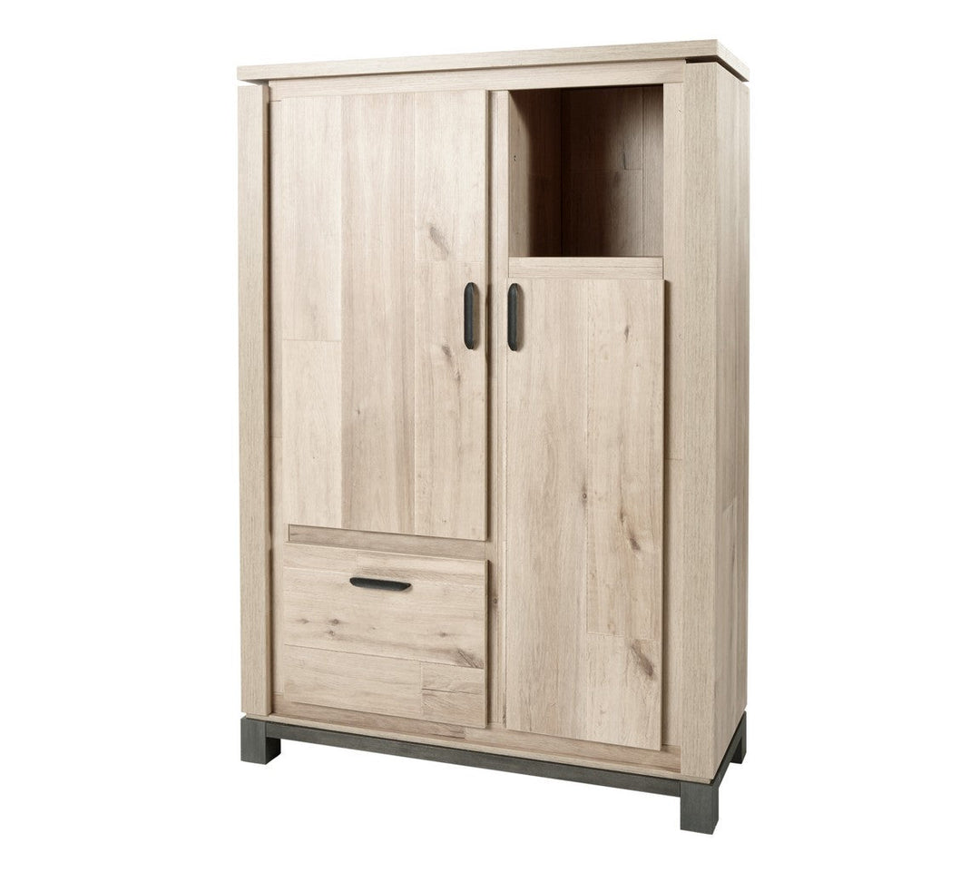 Meubar - Vitrine  Jan  - BAR6 - K497 - Oude eik/imitatie staal  - 130x190x50cm