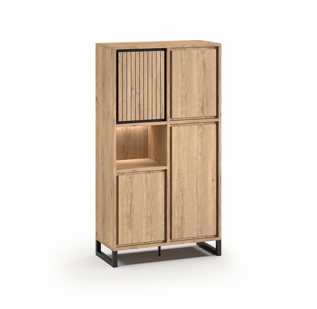 Meubar - Vitrine  Kano  - BAR7 - K545BL - Millenium oak nature/Elegant black - 110x202x49cm