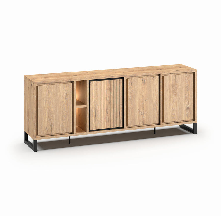 Meubar - Dressoir Kano  - DR6 - K545BL - Millenium oak nature/Elegant black - 234x89x49cm