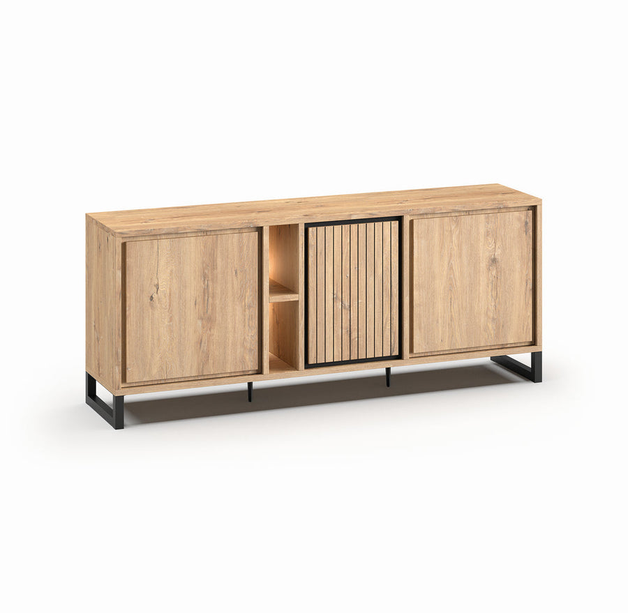 Meubar - Dressoir Kano  - DR7 - K545BL - Millenium oak nature/Elegant black - 215x89x49cm