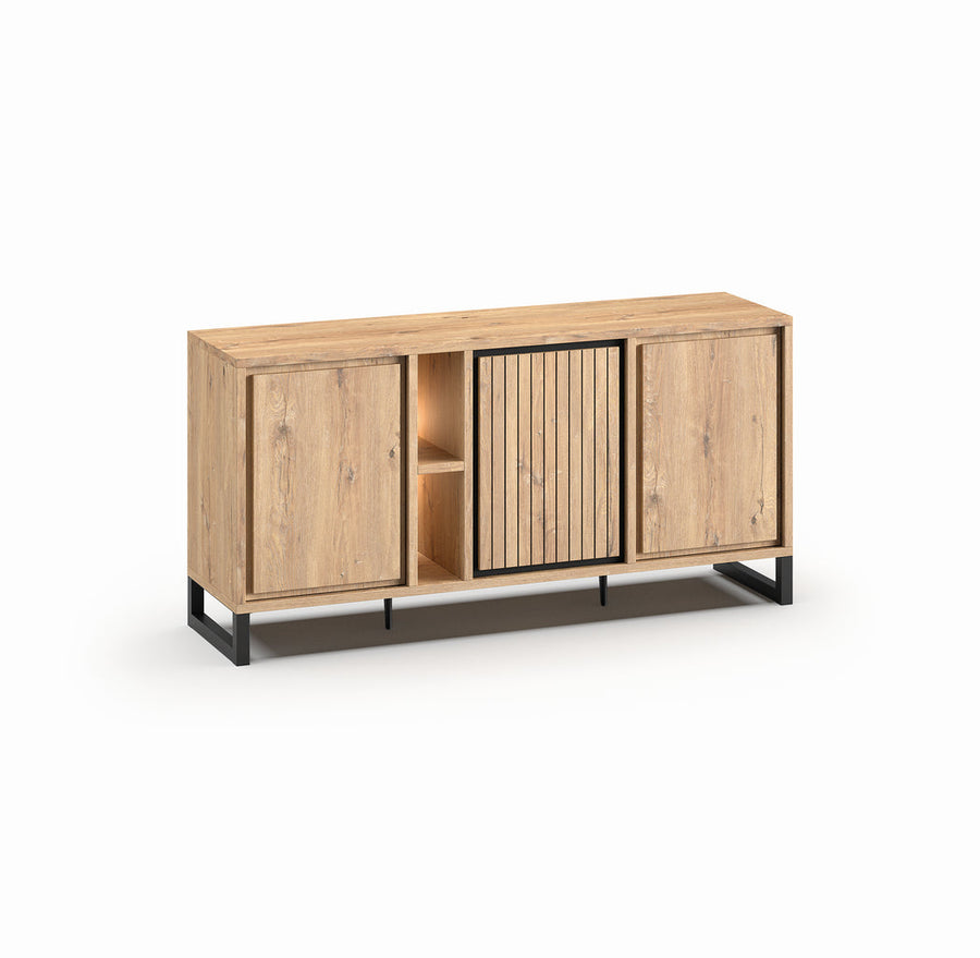 Meubar - Dressoir Kano  - DR8 - K545BL - Millenium oak nature/Elegant black - 180x89x49cm