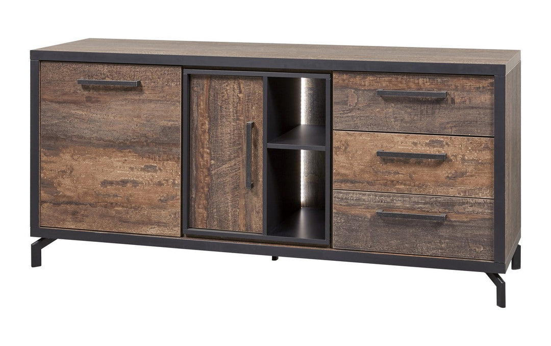 Meubar - Dressoir Kuta - DR7 - K647 - Donker scheepshout/Zwart - 184x85x50cm