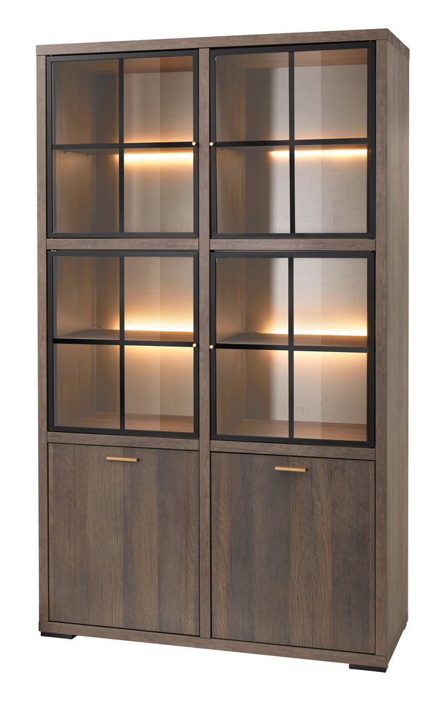 Evan - Vitrine Livia - V1 - K676 - Gouden eik/Goud - 123x208x50cm