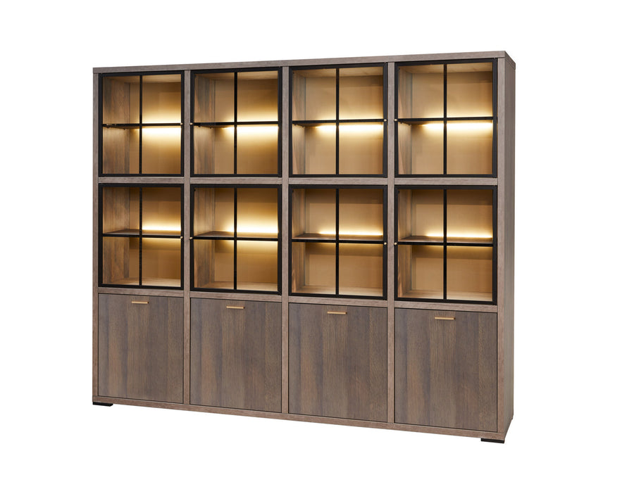 Evan - Wandkast Livia - WV8 - K676 - Gouden eik/Goud - 243x208x50cm