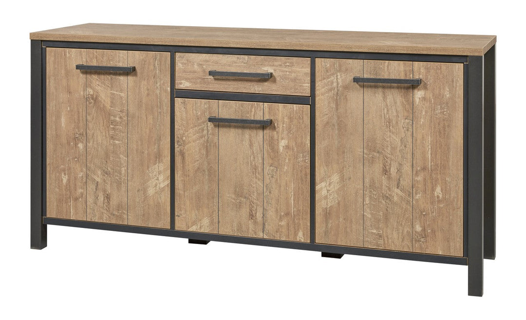 Meubar - Dressoir Lovina - DR8 - K661 - Oranje Teakhout/Zwart - 183x89x50cm