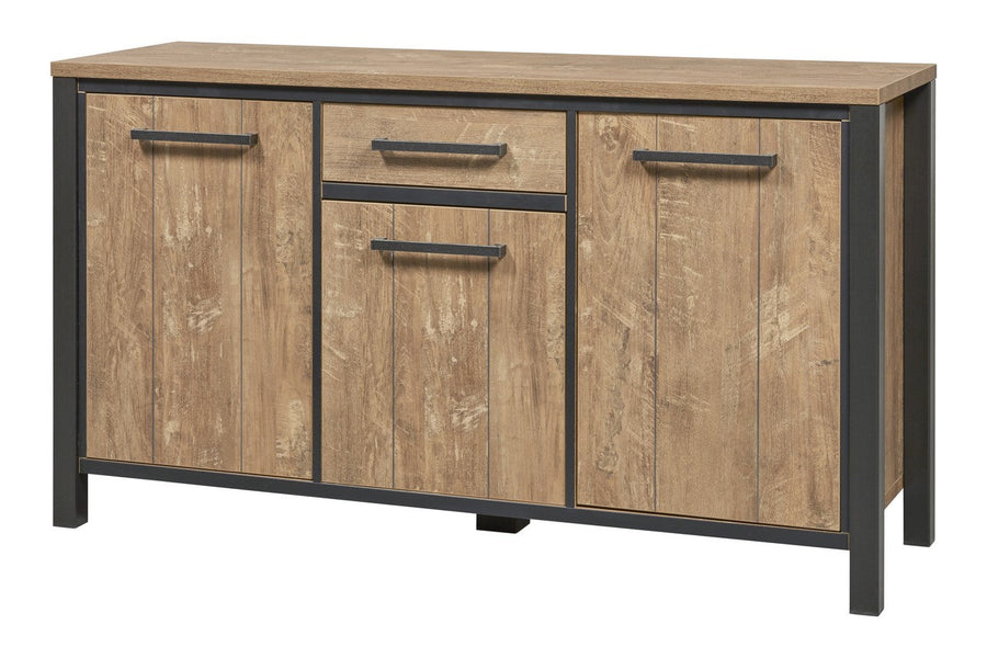 Meubar - Dressoir Lovina - DR9 - K661 - Oranje Teakhout/Zwart - 158x89x50cm