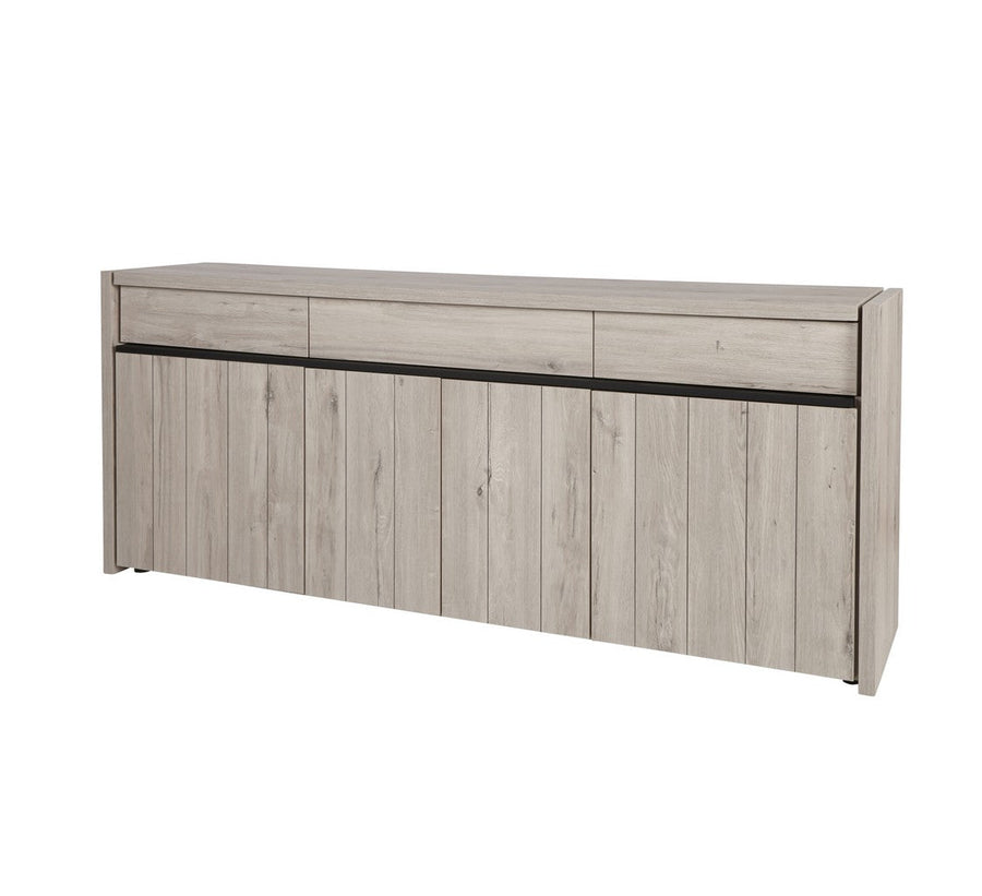 Evan - Dressoir Lucca - DR2 - K541 - Millenium eik licht grijs/Zwart - 224x91x50cm