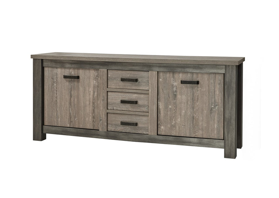 Meubar - Dressoir Mali - DR7 - K538 - Millenium Eik Donker Bruin/Imitatie staal - 210x91x50cm