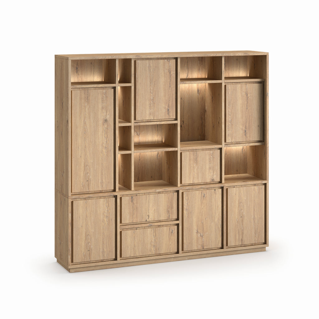 Meubar - Bibliotheek  Natural - WB1 - K545 - Millenium Eik - 233x221x49cm