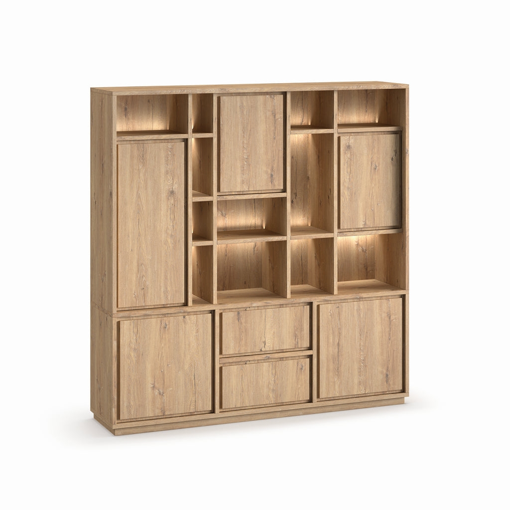 Meubar - Bibliotheek  Natural - WB2 - K545 - Millenium Eik - 214x221x49cm