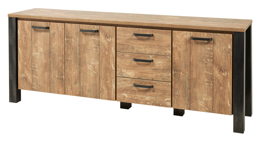 Meubar - Dressoir Olivia - DR6 - K662 - Oranje Teakhout/Staal look - 216x84x50cm