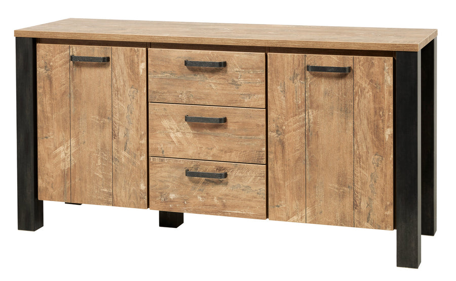 Meubar - Dressoir Olivia - DR7 - K662 - Oranje Teakhout/Staal look - 167x84x50cm