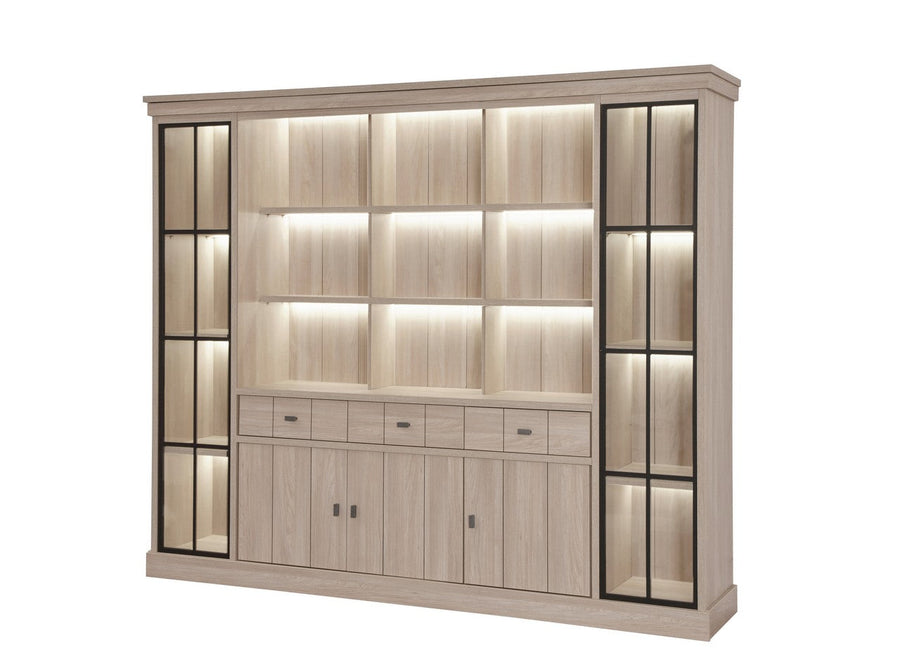 Meubar - Bibliotheek  Orange - W6 - K595 - Natuurlijke Elm - 249x209x50cm