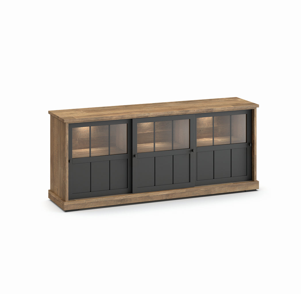 Evan - Dressoir Patio - DR2GL - K674 - Oude teak/Zwart - 209x88x50cm