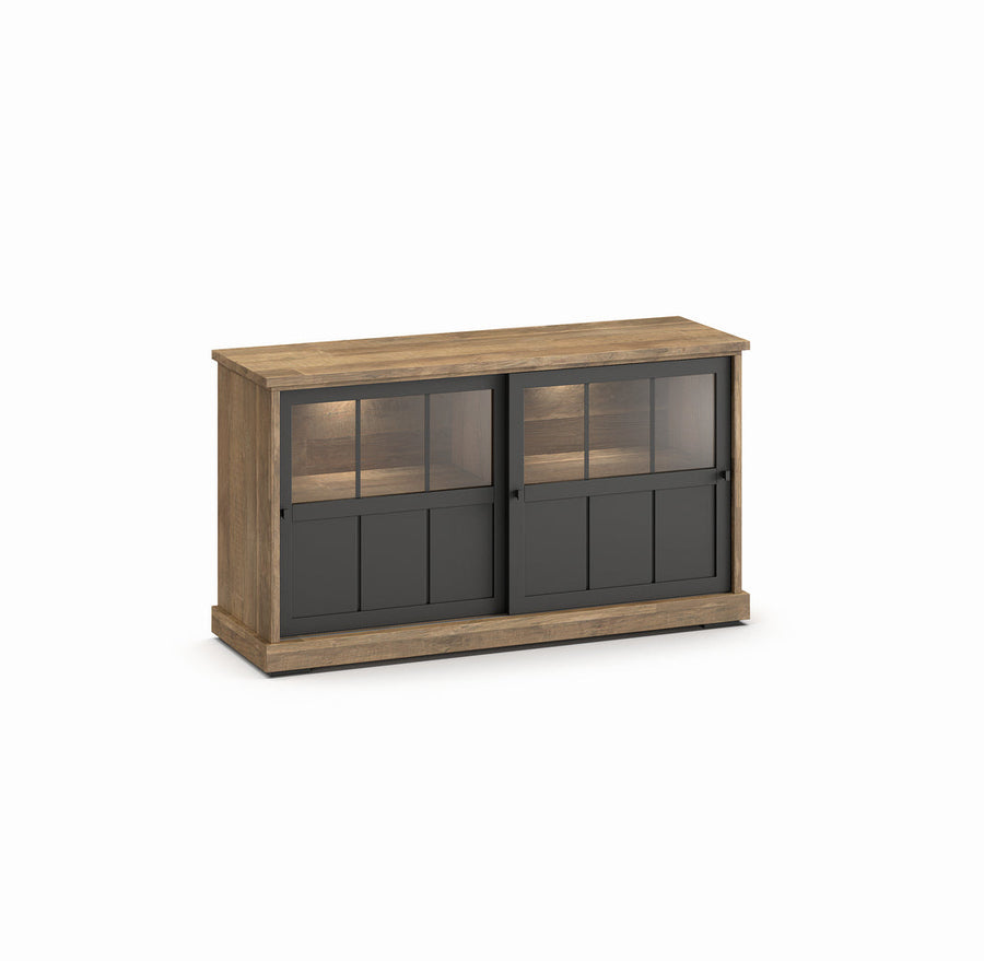 Evan - Dressoir Patio - DR3GL - K674 - Oude teak/Zwart - 159x88x50cm