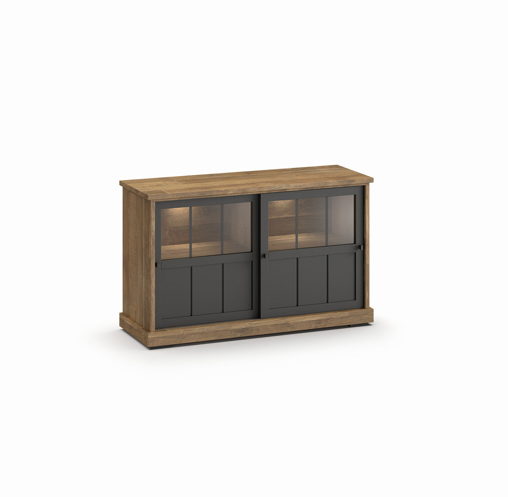 Evan - Dressoir Patio - DR4GL - K674 - Oude teak/Zwart - 143x88x50cm