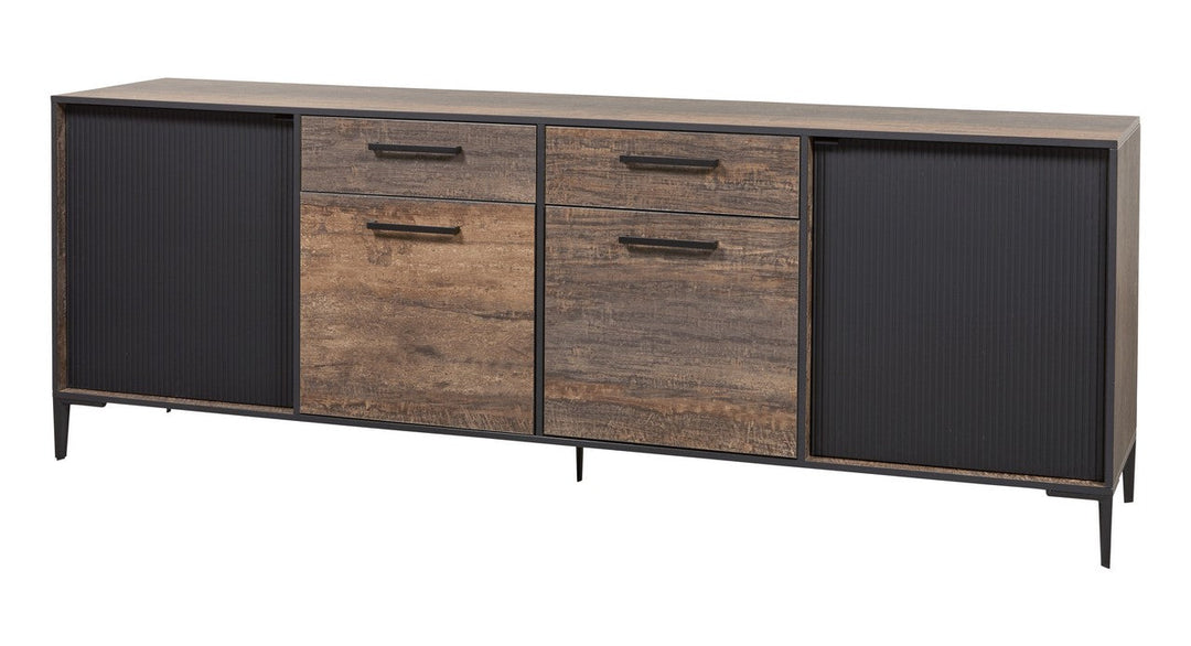 Evan - Dressoir Perugia - DR1 - K647 - Donker scheepshout/Zwart - 246x86x50cm